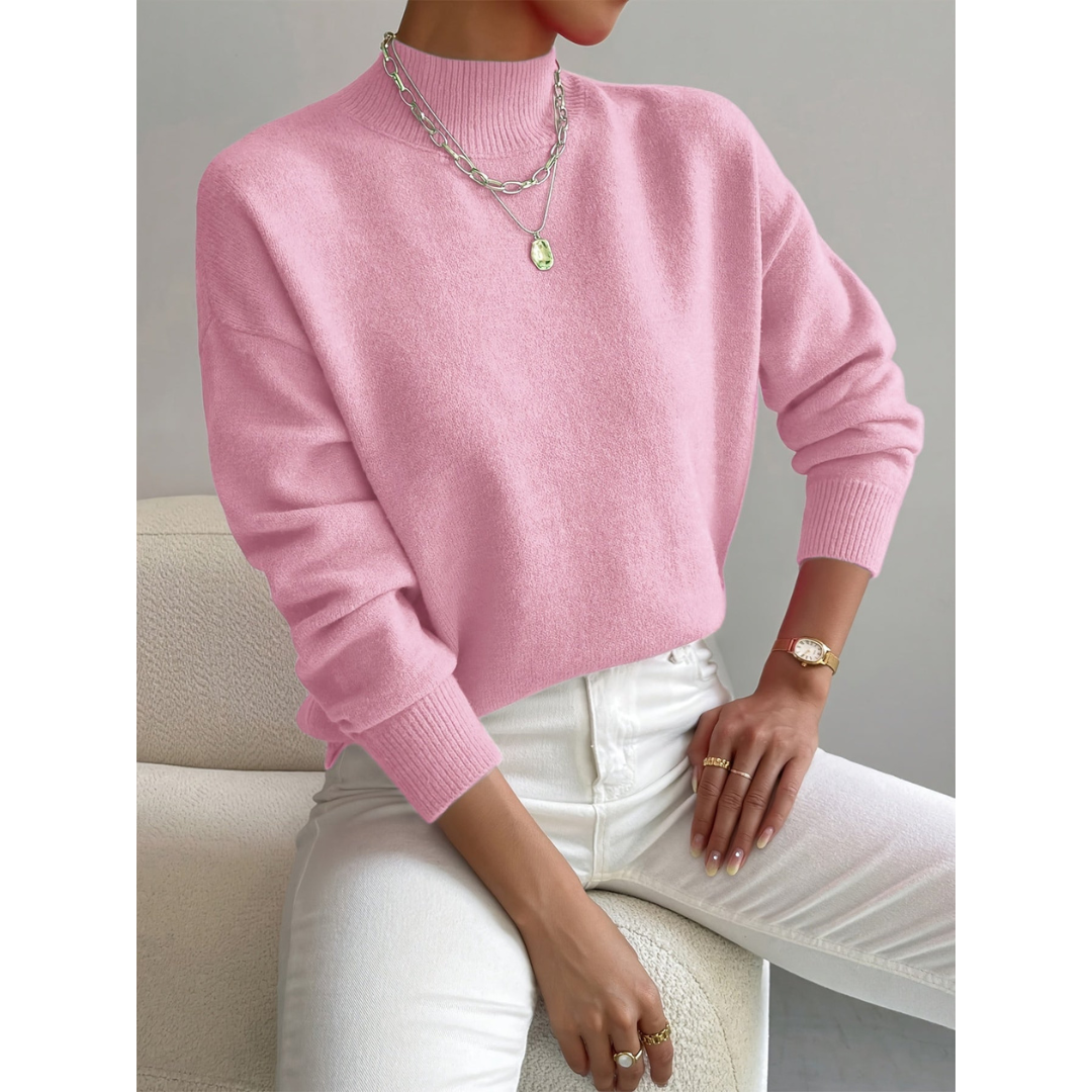 Jolanda | Dames Winter Gebreide Col-Trui Met Geribd Patroon