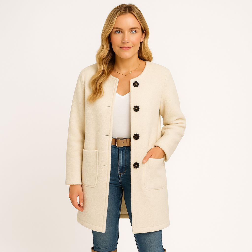 Catharina | Dames Winter Vest | Lange Cardigan Met Knopen en Zakken