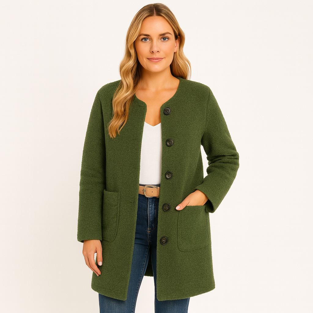 Catharina | Dames Winter Vest | Lange Cardigan Met Knopen en Zakken
