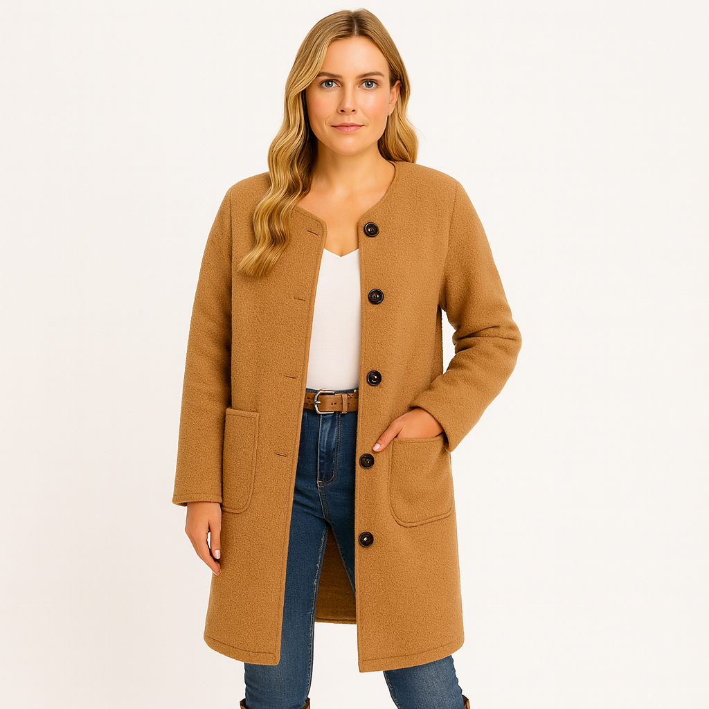 Catharina | Dames Winter Vest | Lange Cardigan Met Knopen en Zakken