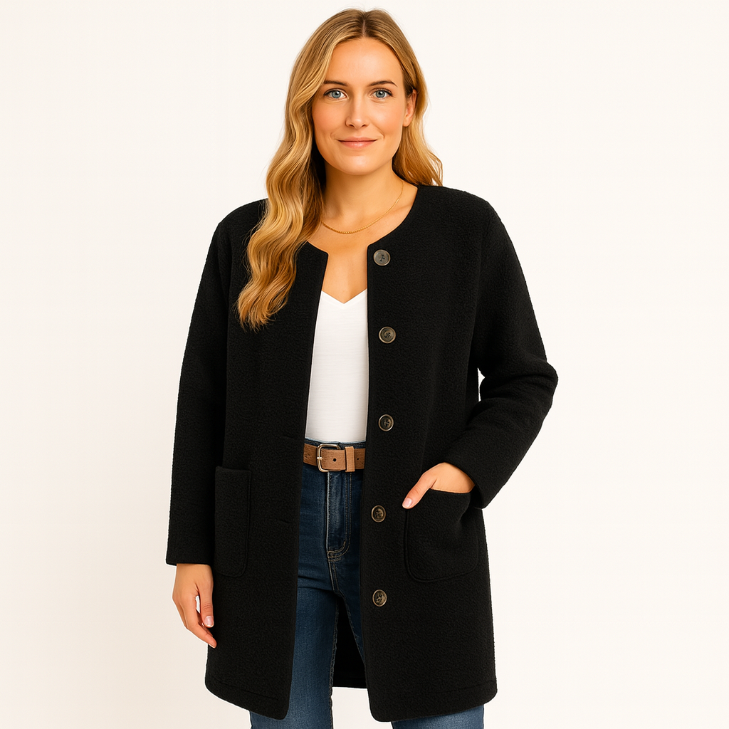 Catharina | Dames Winter Vest | Lange Cardigan Met Knopen en Zakken