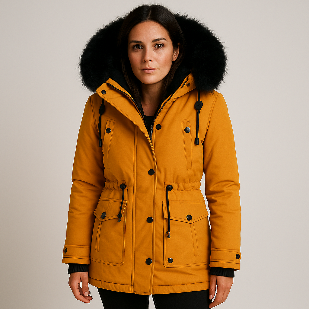 Inge | Dames Gewatteerde Winter Jas Met Capuchon En Bontkraag