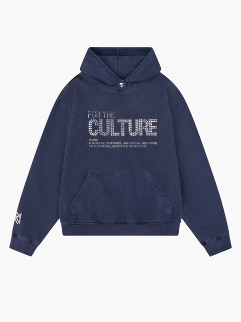 Donkerblauwe Hoodie met ‘Culture’ Print – Streetwear Stijl