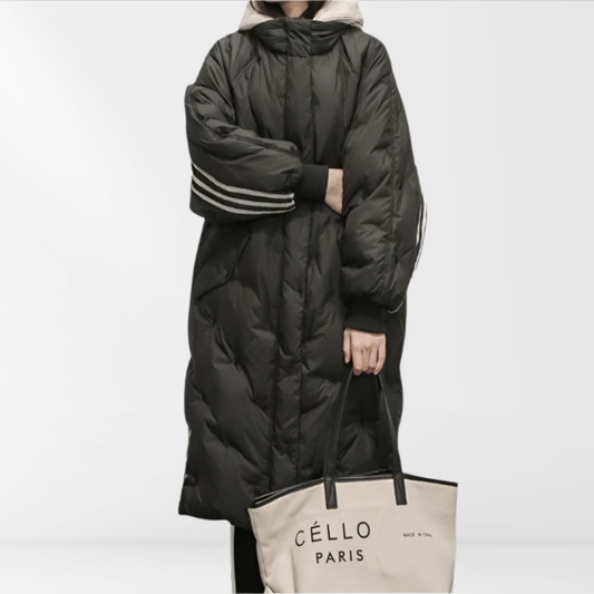 Aline | Dames Lange Pufferjas Met Capuchon En Zakken