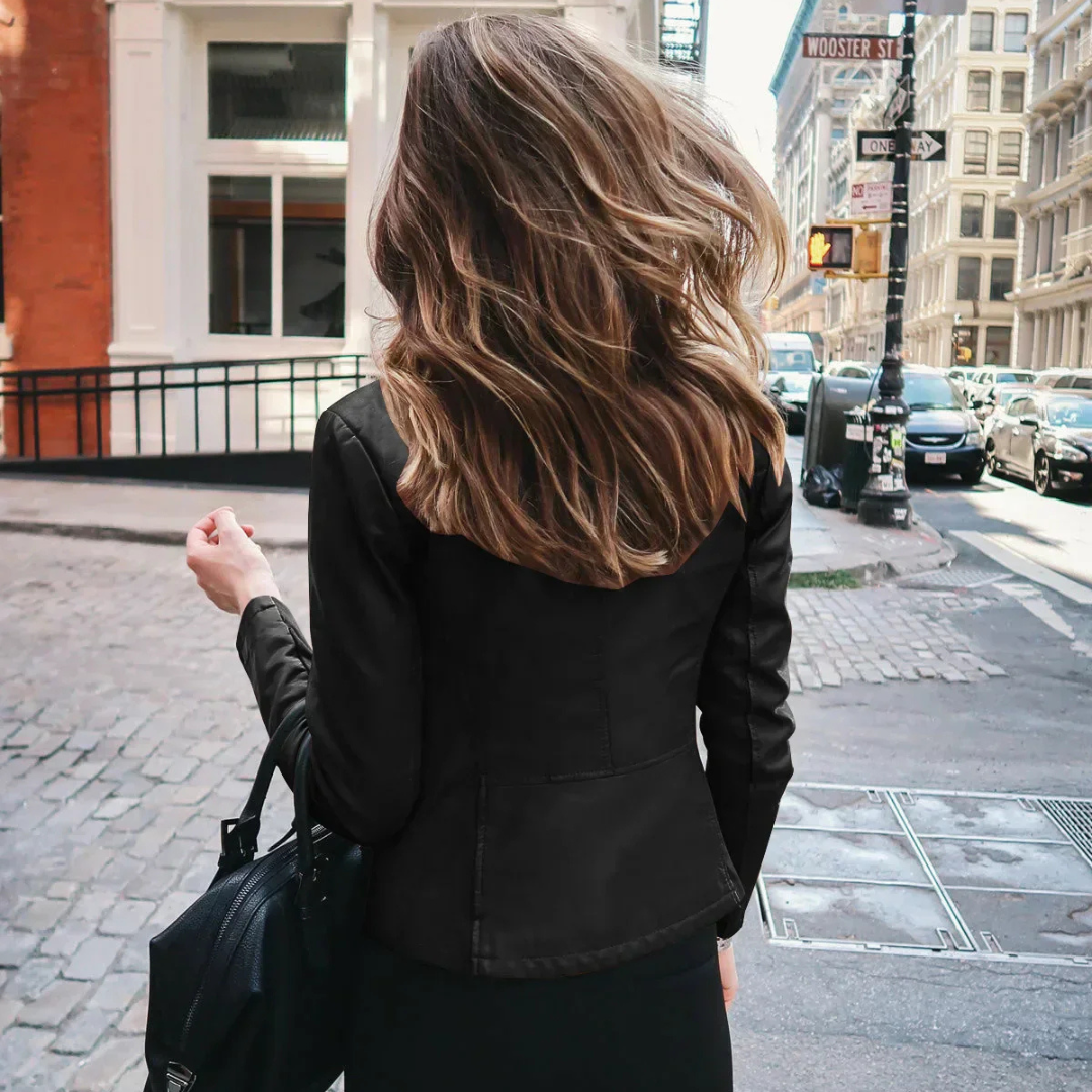 Linda | Dames Leren Jas | Streetwear Jacket Met Ritssluiting