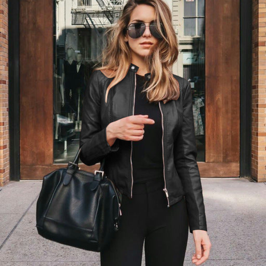 Linda | Dames Leren Jas | Streetwear Jacket Met Ritssluiting