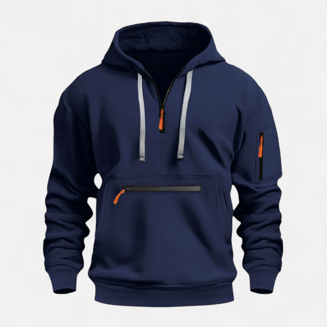 Thijs | Heren Hoodie met Kwart Rits en Lange Mouwen | Sportieve Trui