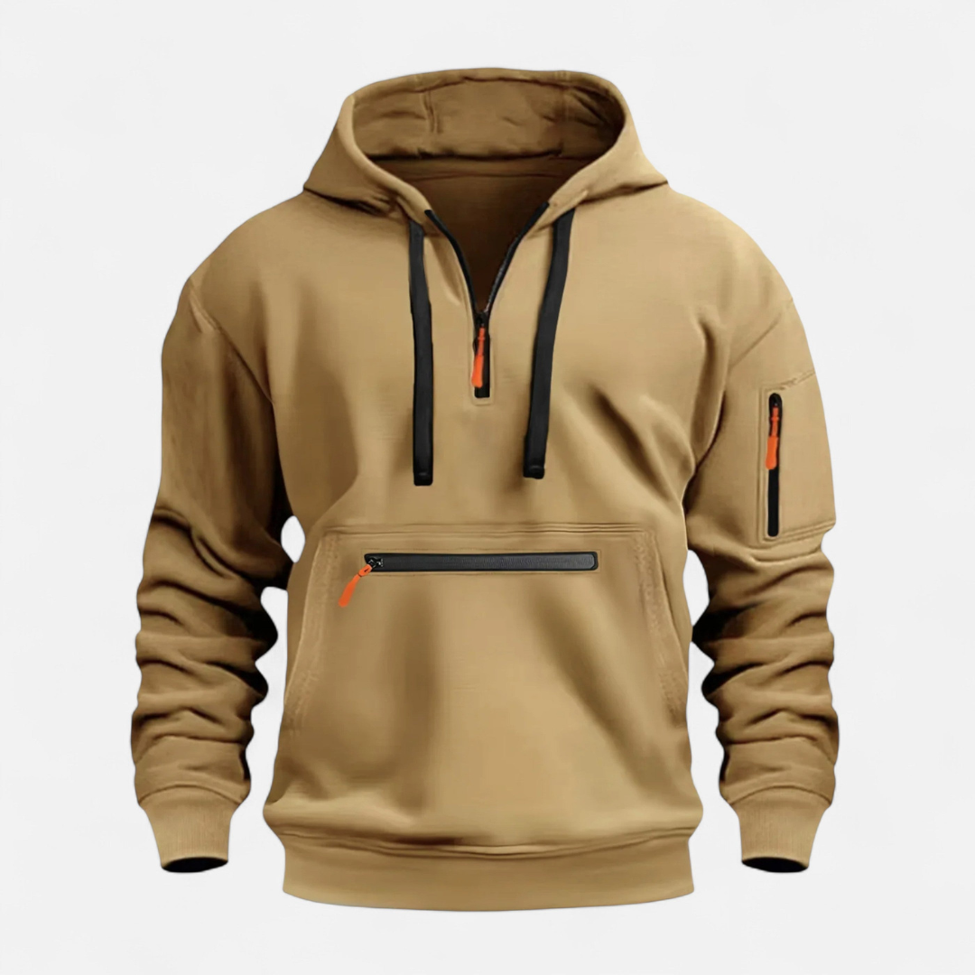 Thijs | Heren Hoodie met Kwart Rits en Lange Mouwen | Sportieve Trui
