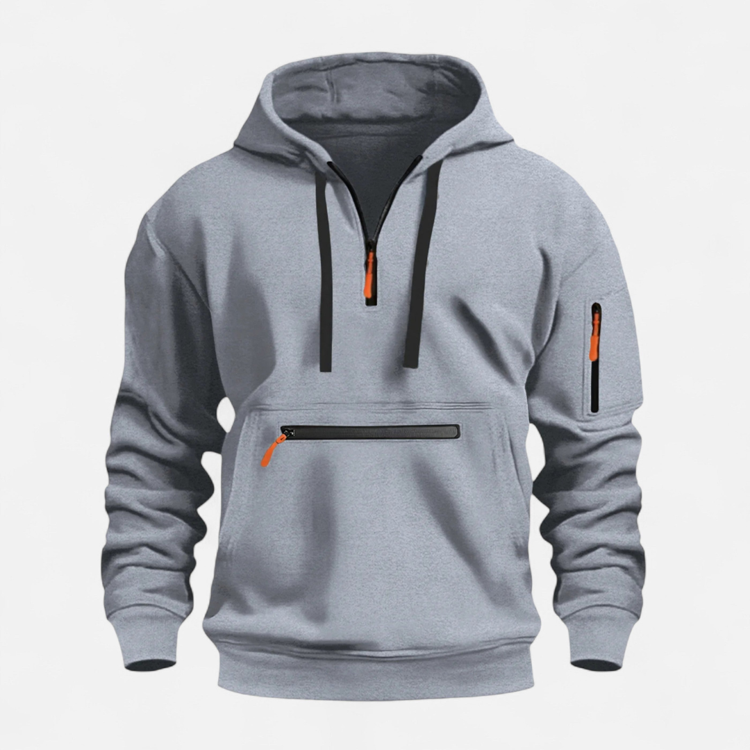 Thijs | Heren Hoodie met Kwart Rits en Lange Mouwen | Sportieve Trui