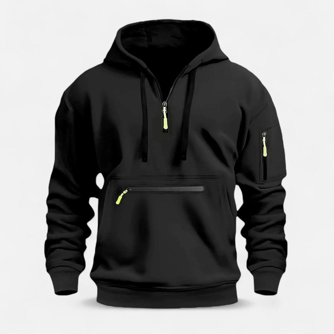 Thijs | Heren Hoodie met Kwart Rits en Lange Mouwen | Sportieve Trui