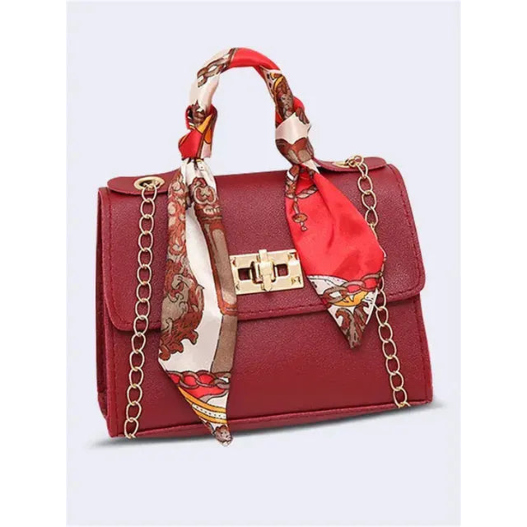 Eva | Dames Schoudertas met Zijden Sjaal en Ketting | Mini Crossbody Handtas