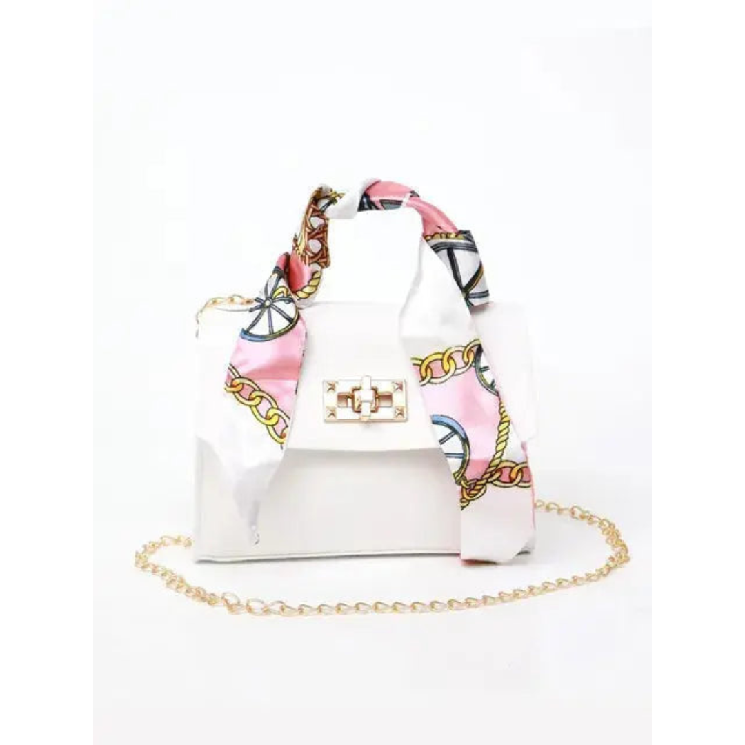 Eva | Dames Schoudertas met Zijden Sjaal en Ketting | Mini Crossbody Handtas