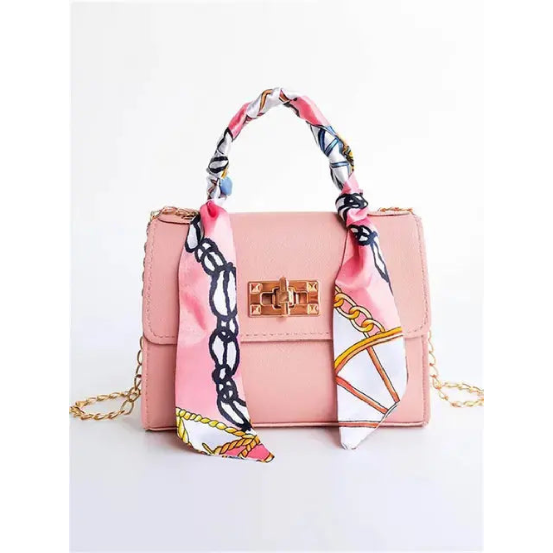 Eva | Dames Schoudertas met Zijden Sjaal en Ketting | Mini Crossbody Handtas