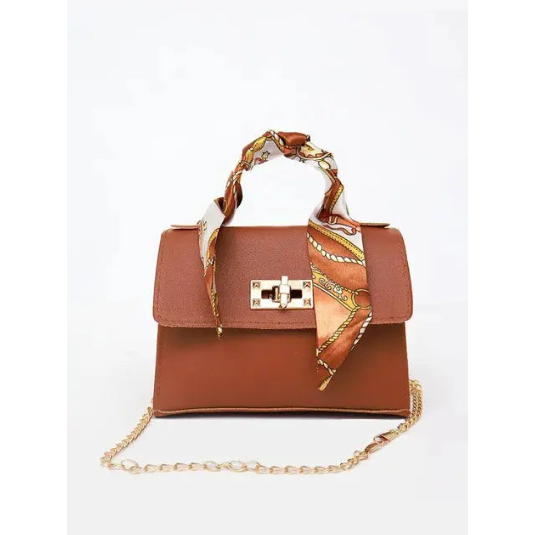 Eva | Dames Schoudertas met Zijden Sjaal en Ketting | Mini Crossbody Handtas