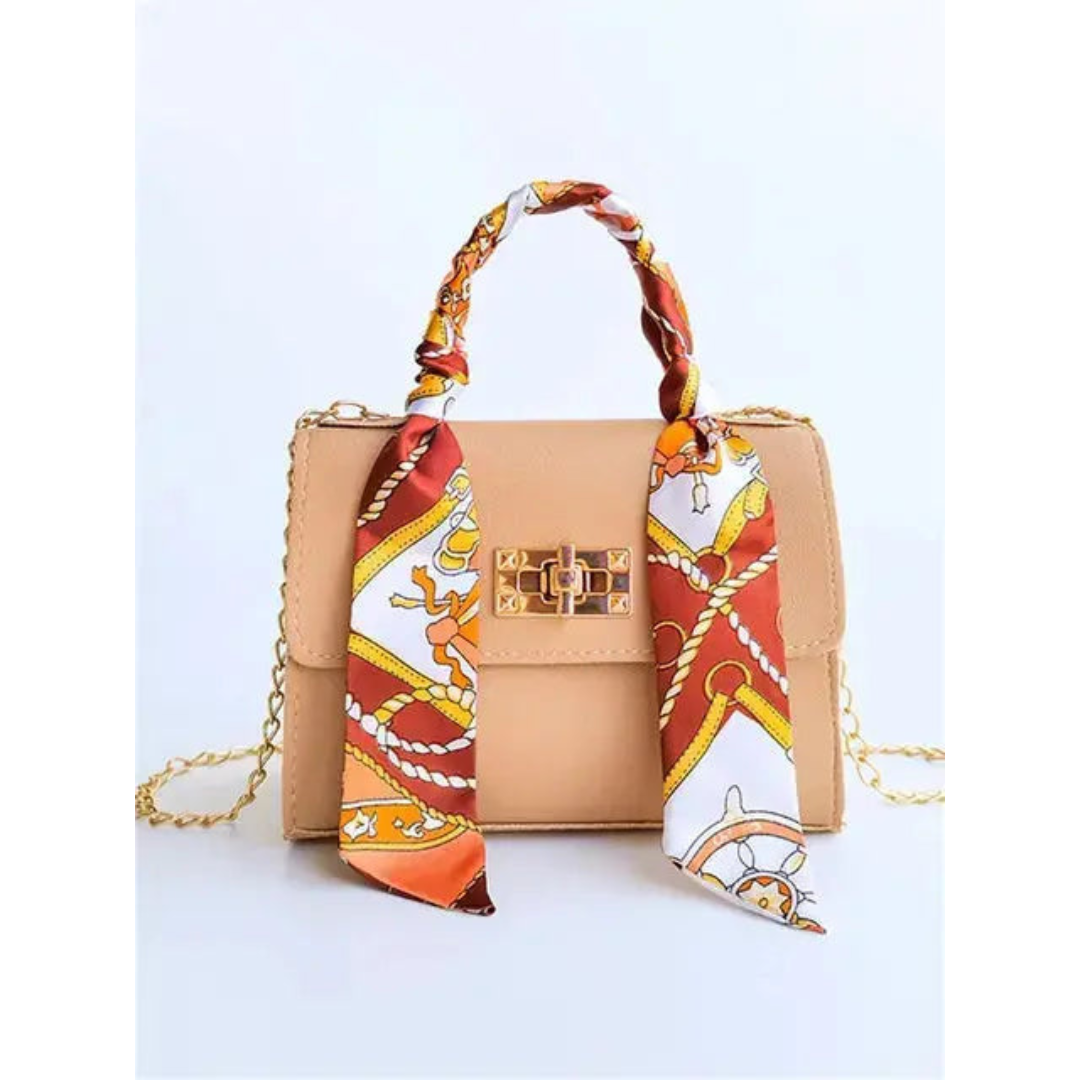 Eva | Dames Schoudertas met Zijden Sjaal en Ketting | Mini Crossbody Handtas