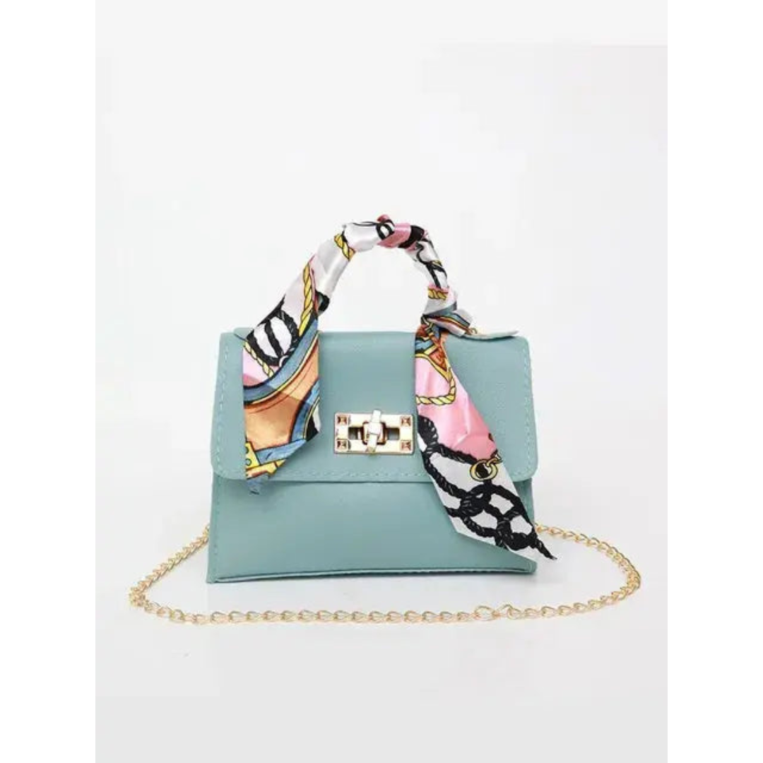 Eva | Dames Schoudertas met Zijden Sjaal en Ketting | Mini Crossbody Handtas