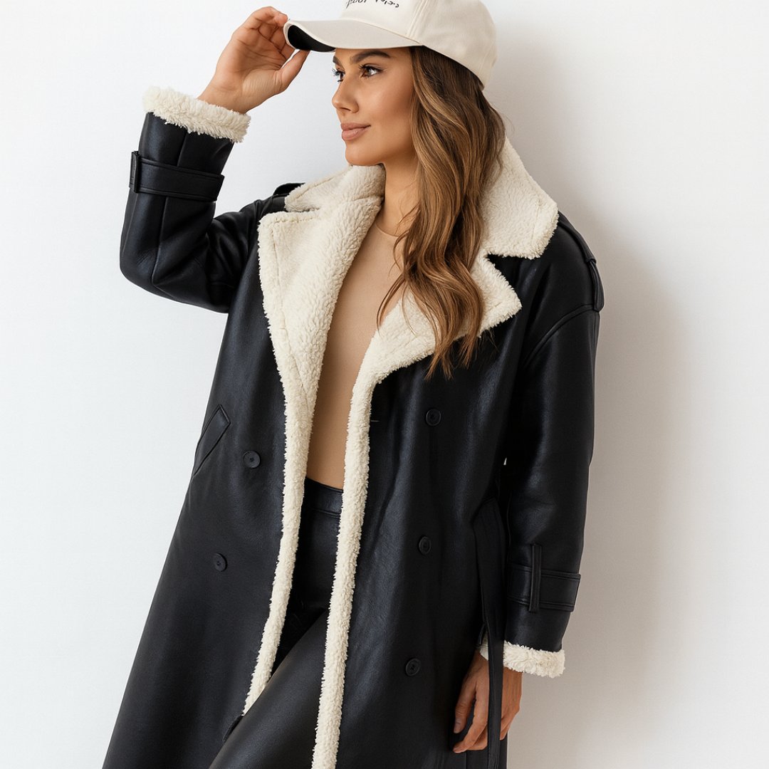 Lisa | Dames Trenchcoat Met Fleecevoering en Riem | Warme Winterjas Met Teddy-Kraag