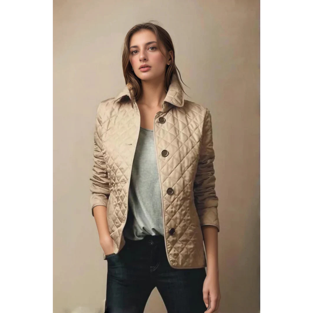 Roos | Korte Gewatteerde Dames Jas Met Knopen | Lichtgewicht Tussenjas voor Elk Seizoen