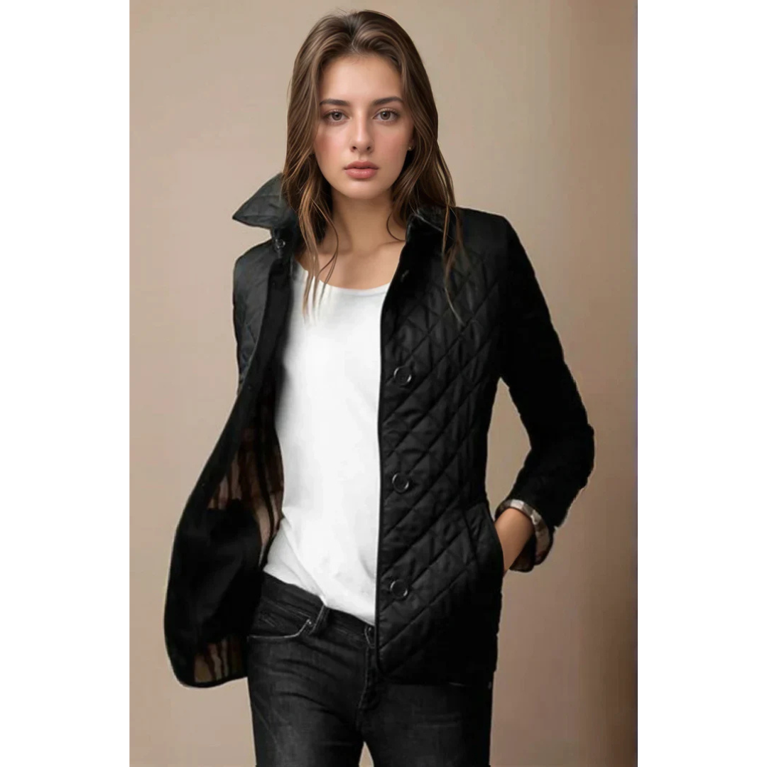 Roos | Korte Gewatteerde Dames Jas Met Knopen | Lichtgewicht Tussenjas voor Elk Seizoen