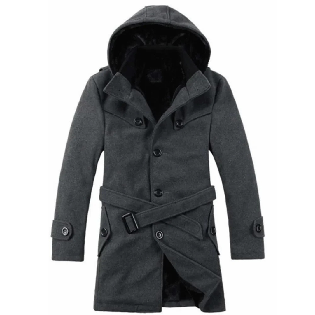 Maarten | Heren Lange Trenchcoat Van Wol | Warme Winter Jas met Binnen-Voering