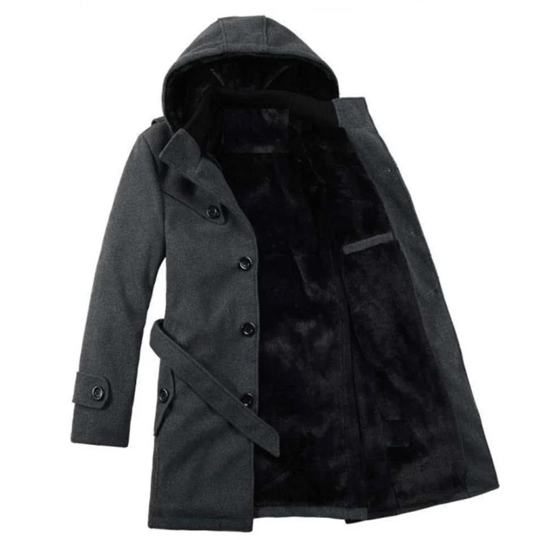 Maarten | Heren Lange Trenchcoat Van Wol | Warme Winter Jas met Binnen-Voering