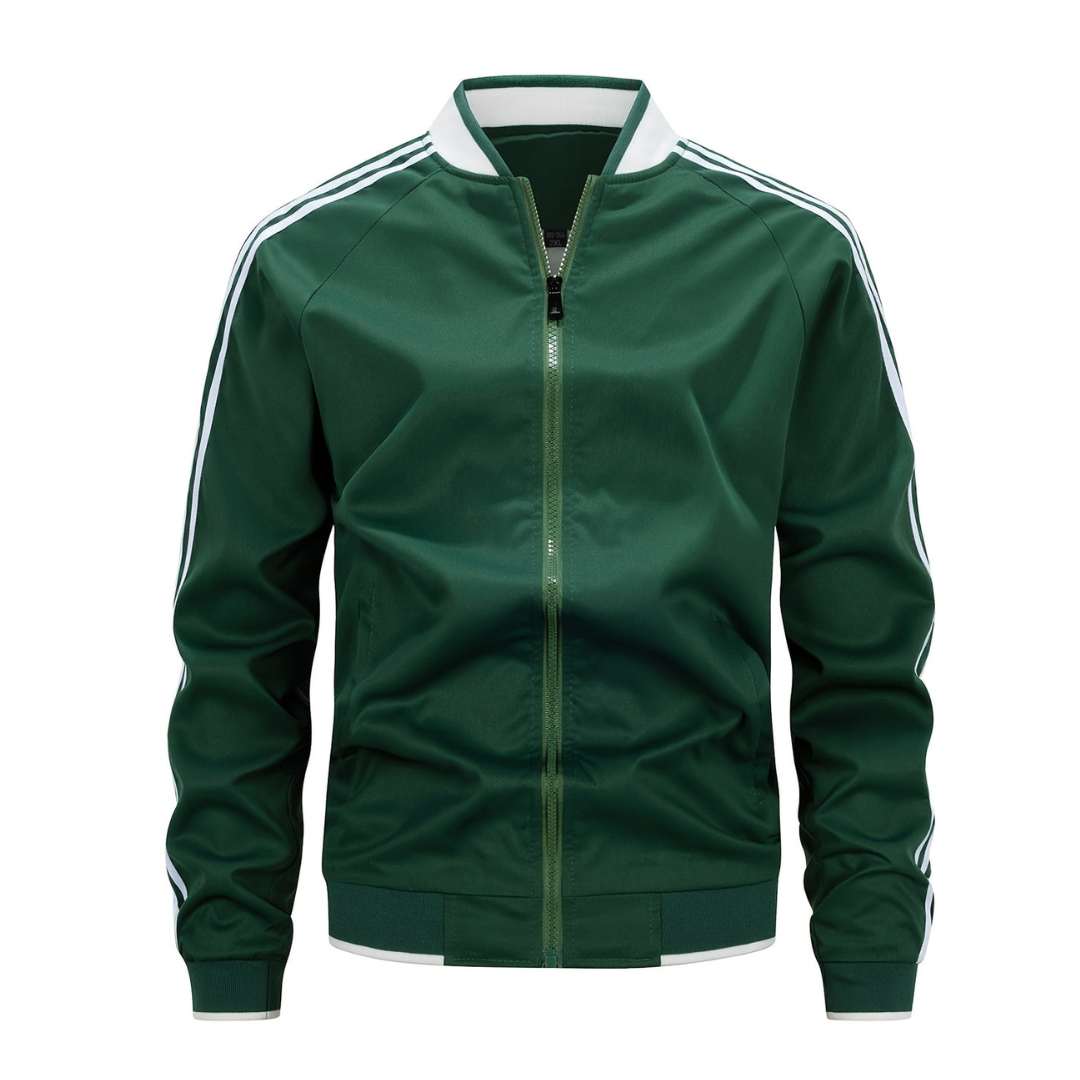 Liam | Heren Tussenjas | Lichtgewicht & Ademend Sportvest Met Baseballkraag En Gestreepte Mouwen