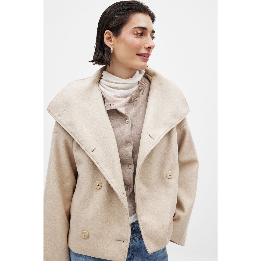 Nicole | Dames Korte Winter Jas | Trenchcoat Met Reverskraag En Dubbele Knoopsluiting