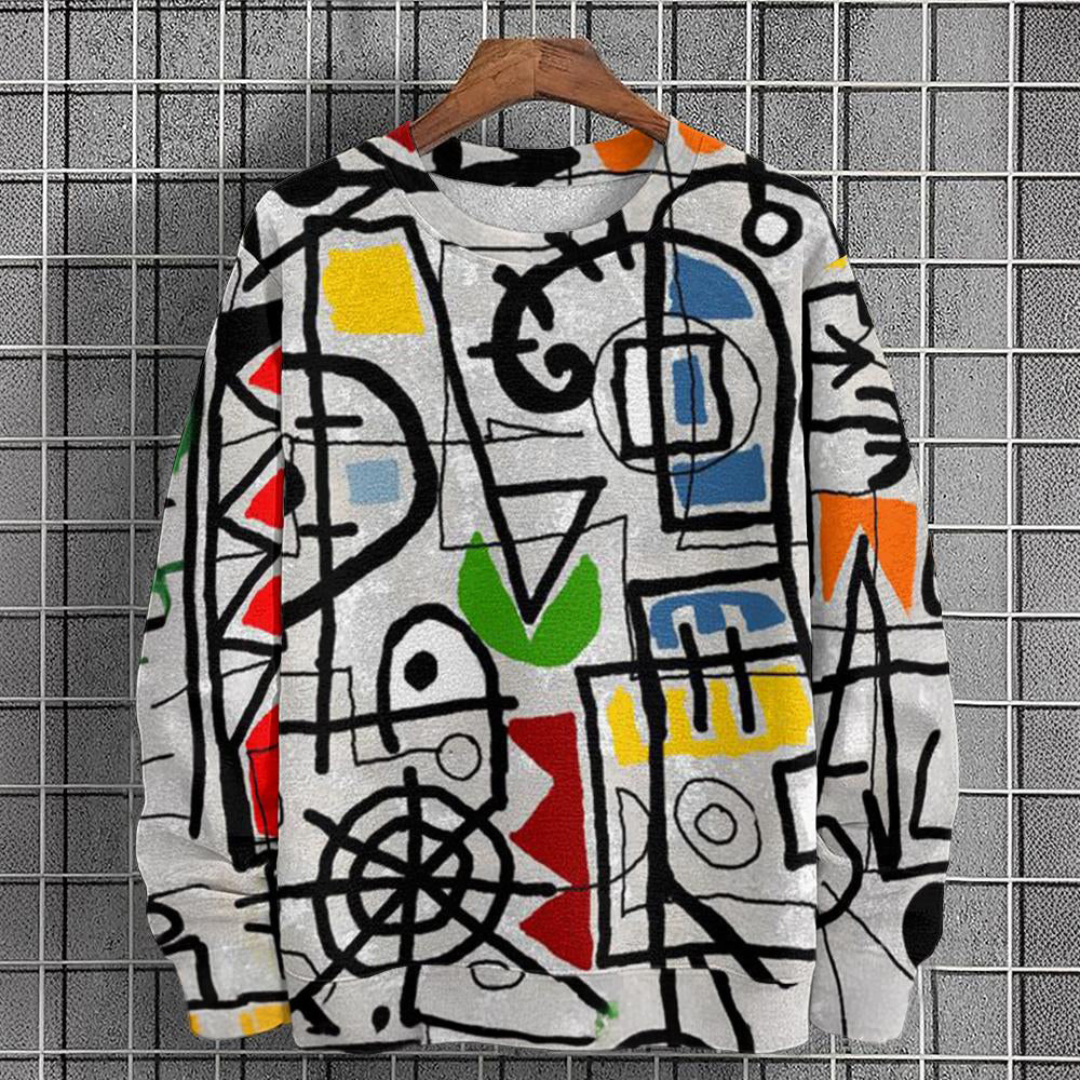 Thimo | Heren Grafische Sweater | Graffiti Pullover met Lange Mouwen & Ronde Hals