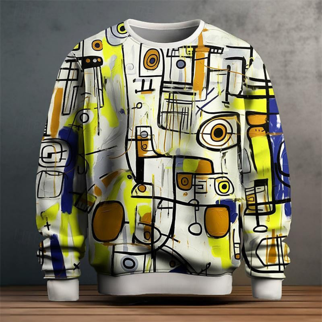 Thimo | Heren Grafische Sweater | Graffiti Pullover met Lange Mouwen & Ronde Hals