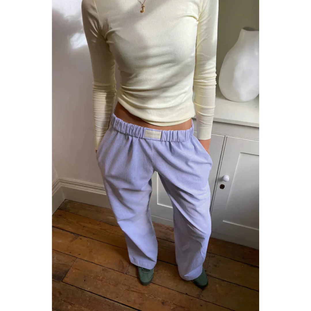 Lieve | Dames Gestreepte Broek Met Lage Taille En Rechte Wijde Pijpen