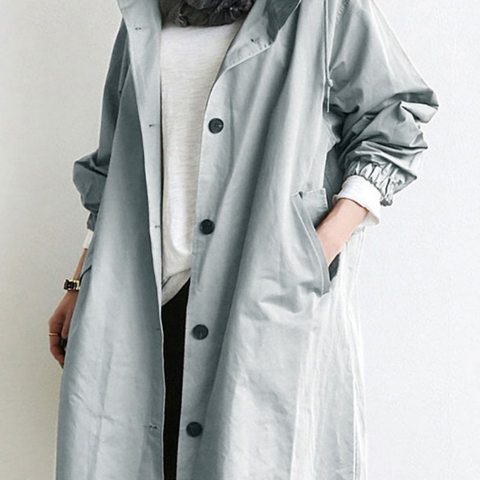Marysa | Dames Regen Jas met Capuchon | Lange Losse Jas voor Herfst en Winter