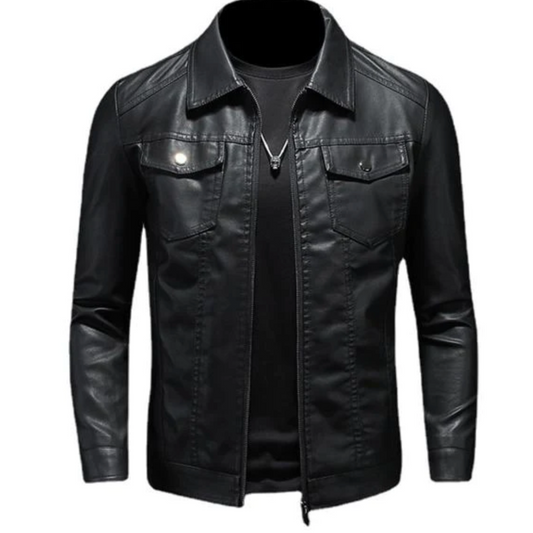 Jasper | Heren Leren Jas | Zwart Motorjack Van Schapenleer