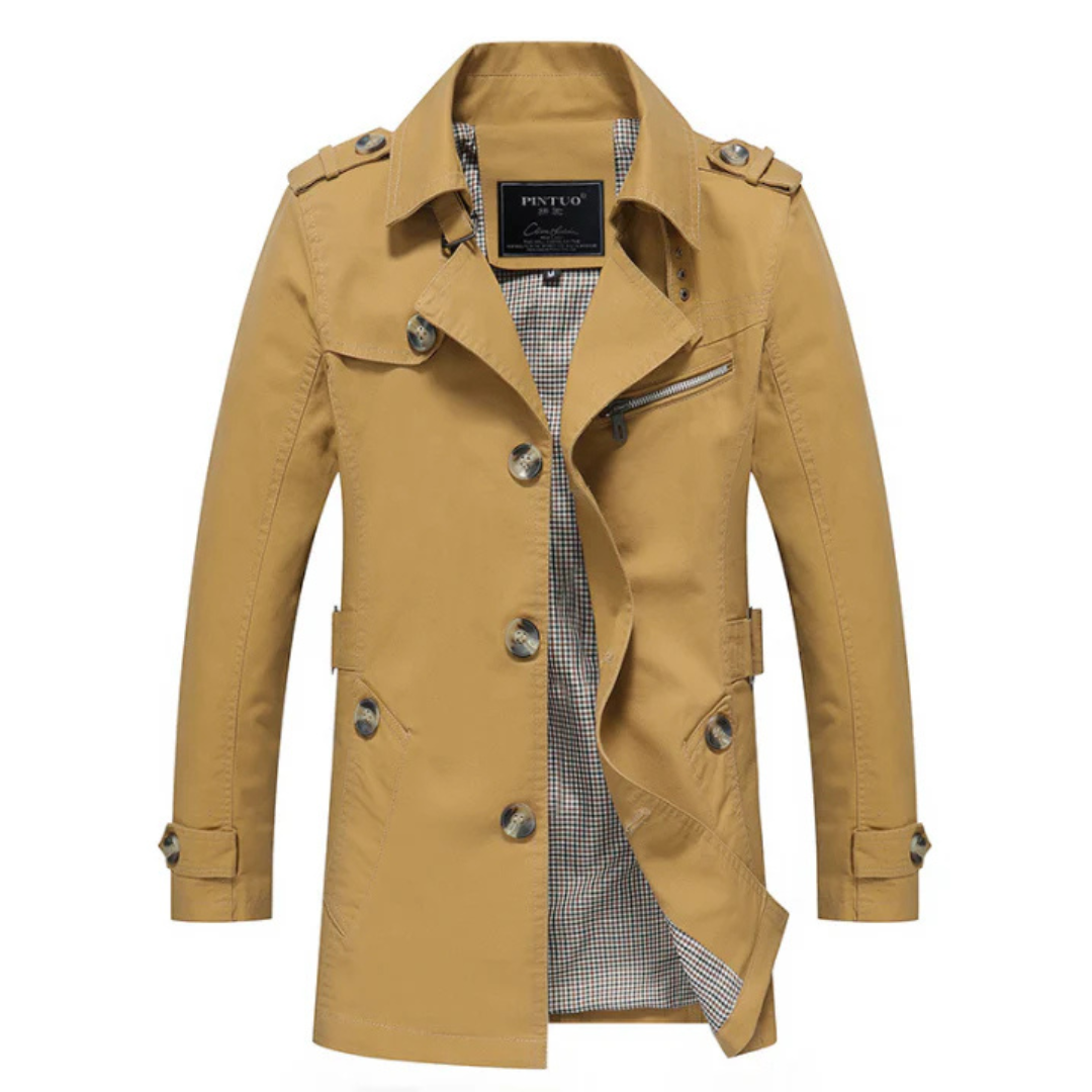 Stefan | Heren Winddichte Trenchcoat Met Dubbele Rij Knopen