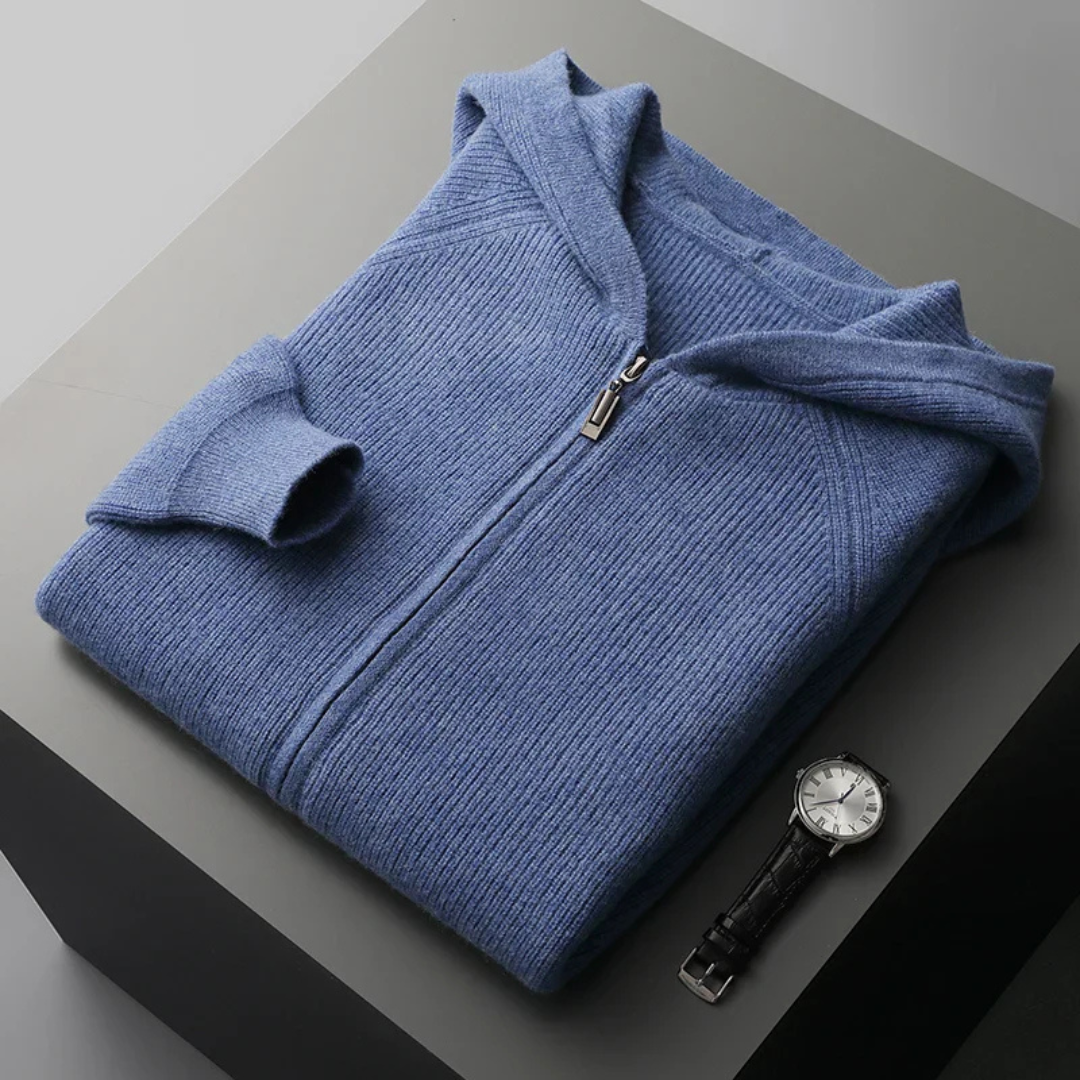 Jurre | Heren Gebreide Cardigan Ribgebreide Trui met Capuchon