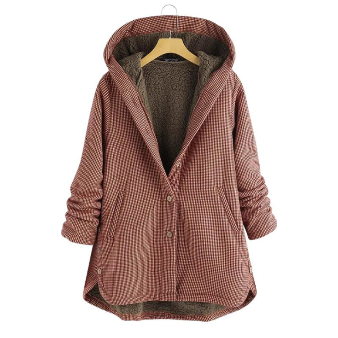 Aletta | Dames Winter Jas | Middellange Fleece Jas Met Lange Mouwen En Capuchon