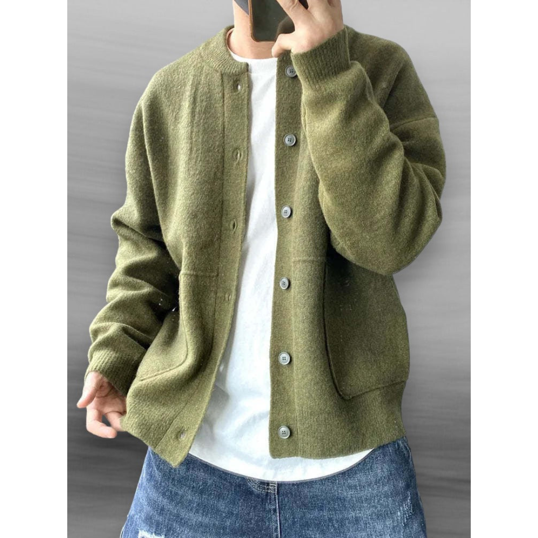 Pieter | Heren Gebreide Cardigan met Ronde Hals en Knoopsluiting