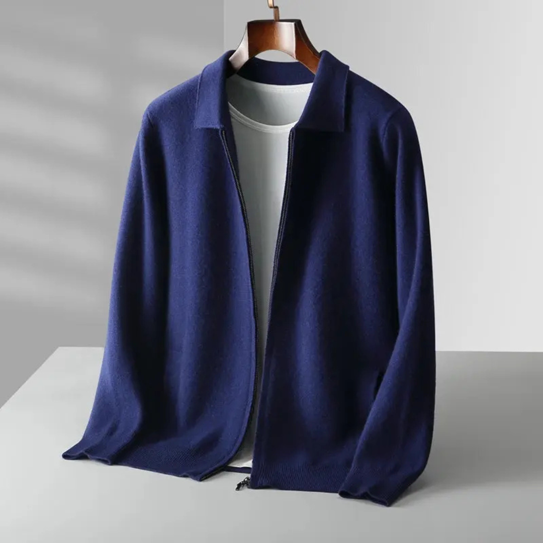 Quinten | Heren Gebreide Cardigan met Lange Mouwen en Kraag