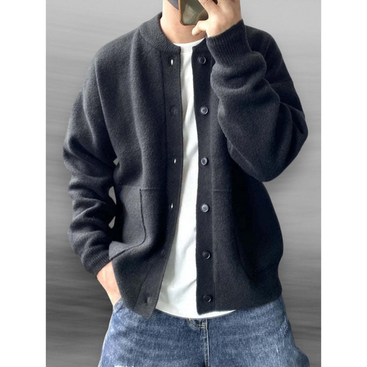 Pieter | Heren Gebreide Cardigan met Ronde Hals en Knoopsluiting