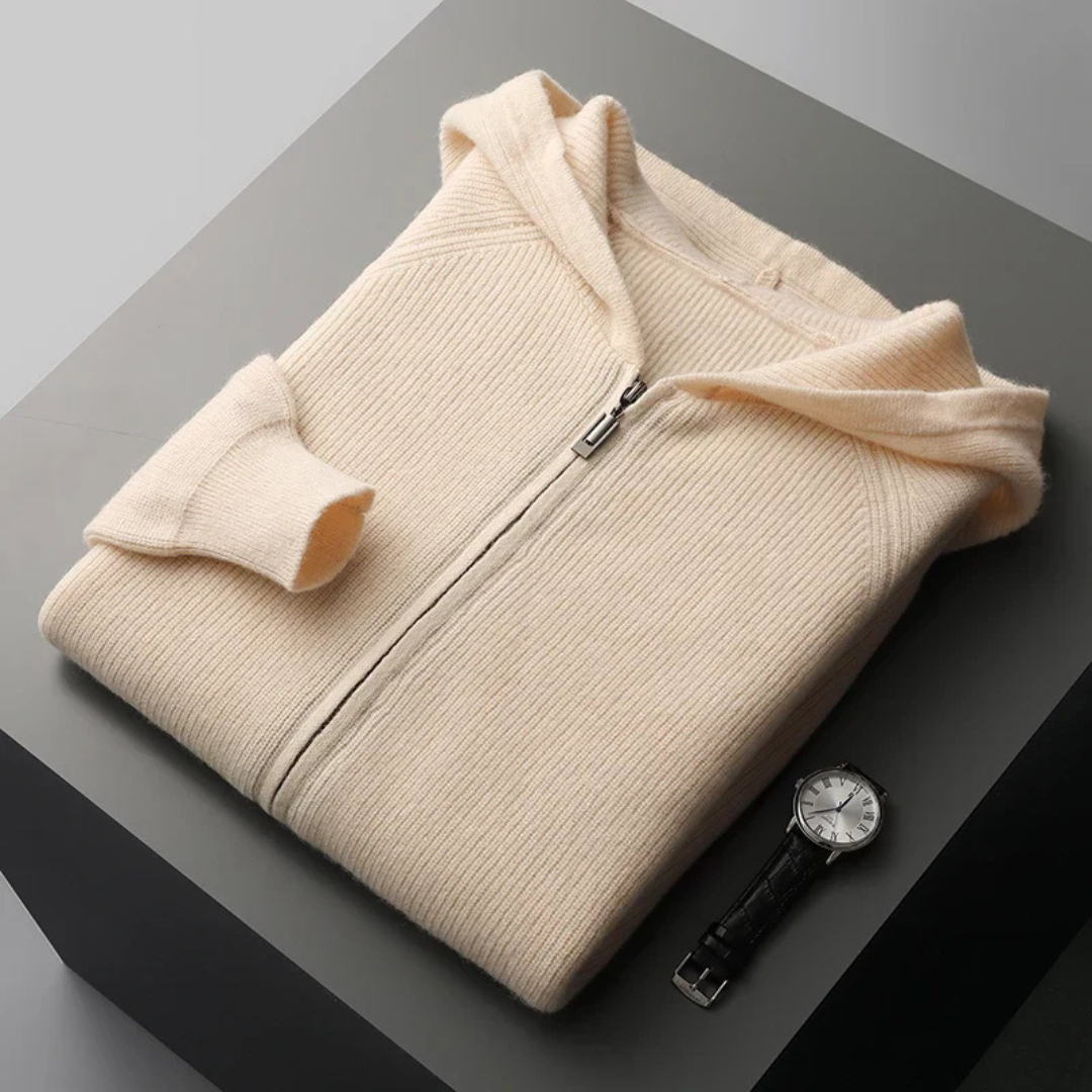Jurre | Heren Gebreide Cardigan Ribgebreide Trui met Capuchon