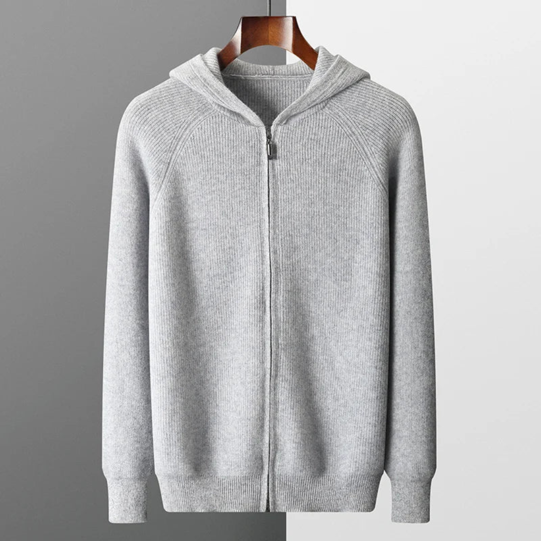 Jurre | Heren Gebreide Cardigan Ribgebreide Trui met Capuchon