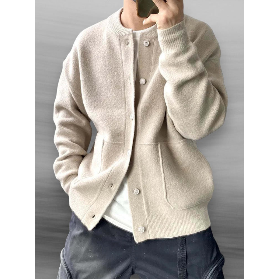 Pieter | Heren Gebreide Cardigan met Ronde Hals en Knoopsluiting
