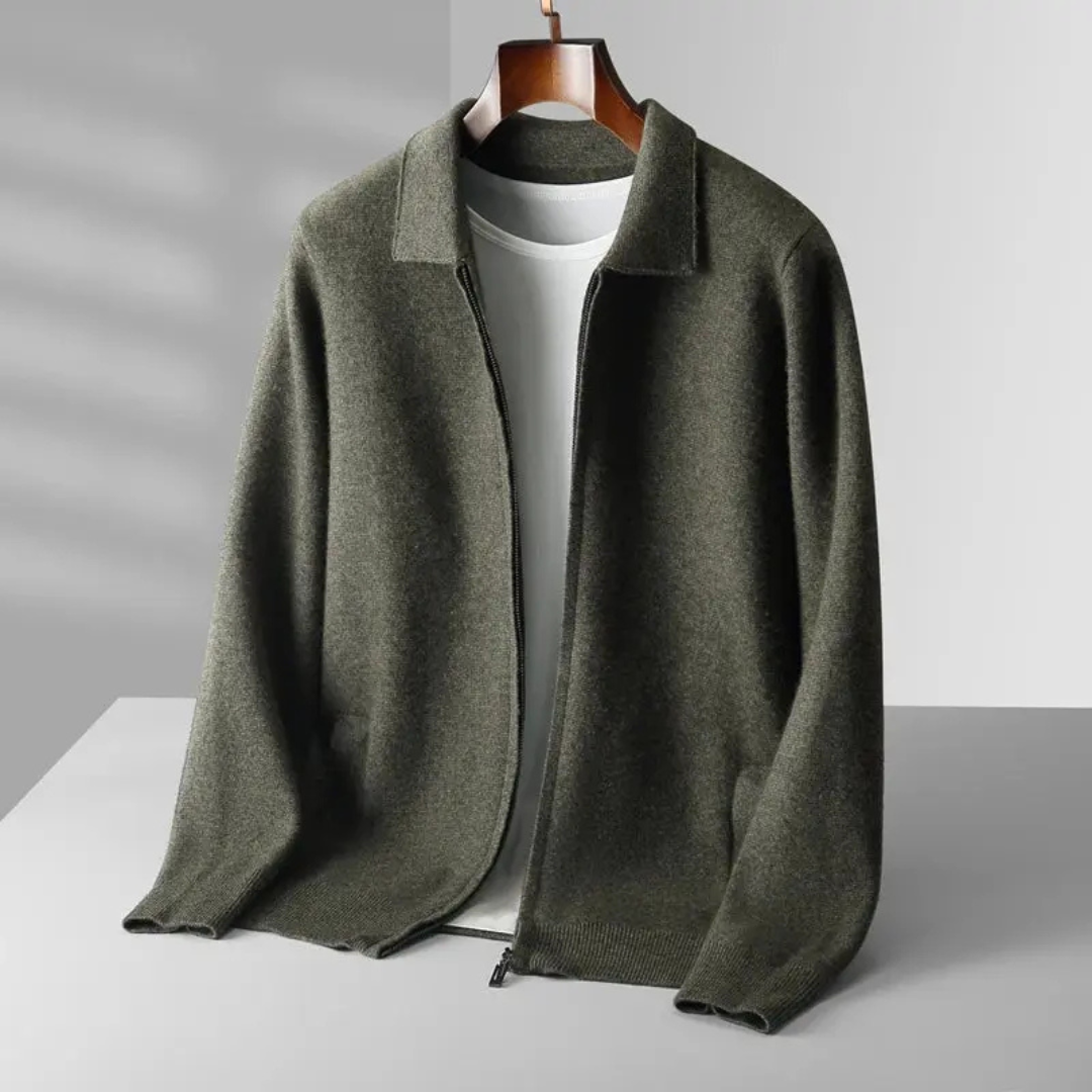 Quinten | Heren Gebreide Cardigan met Lange Mouwen en Kraag