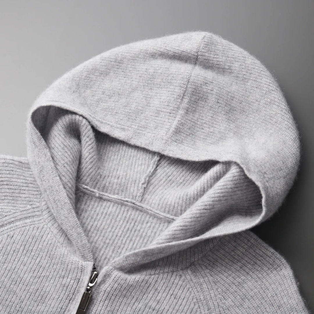 Jurre | Heren Gebreide Cardigan Ribgebreide Trui met Capuchon