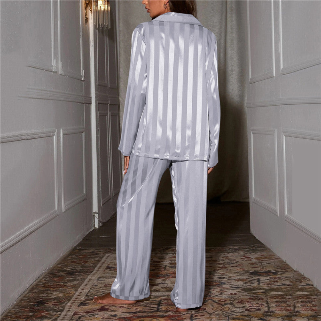 Madison | Dames Pyjamaset | Gestreepte Loungewear, Blouse met Lange Mouwen & Wijde Broek