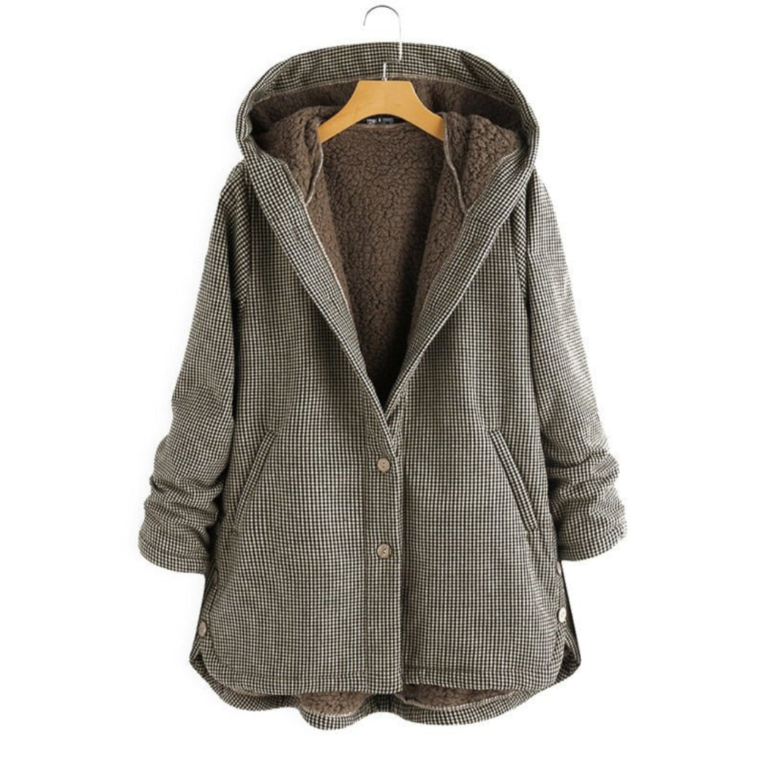 Aletta | Dames Winter Jas | Middellange Fleece Jas Met Lange Mouwen En Capuchon