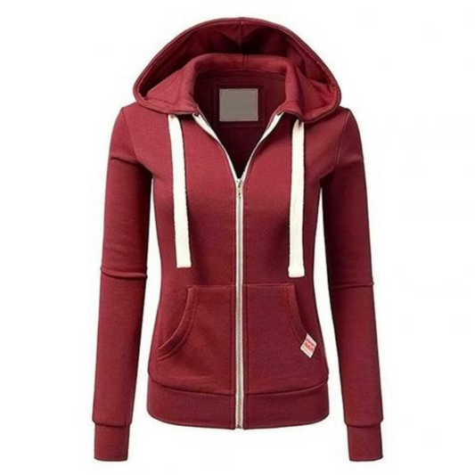 Petra | Dames Hoodie met Ritssluiting | Slim Fit, Trekkoord & Buikzak