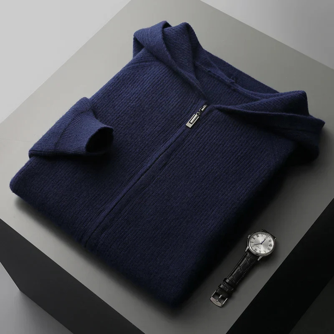 Jurre | Heren Gebreide Cardigan Ribgebreide Trui met Capuchon