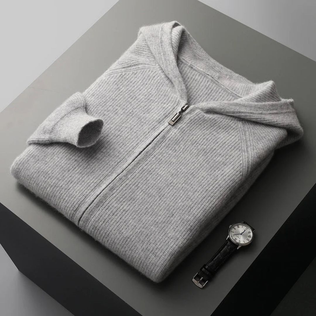 Jurre | Heren Gebreide Cardigan Ribgebreide Trui met Capuchon