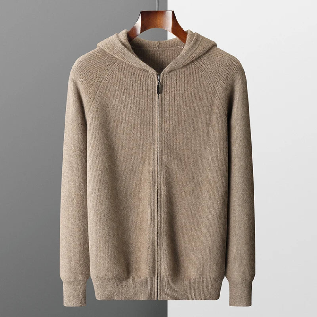 Jurre | Heren Gebreide Cardigan Ribgebreide Trui met Capuchon