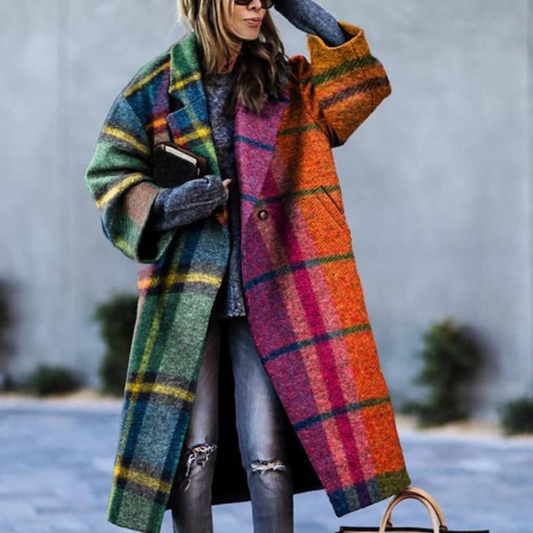 Cathelijne | Dames Trenchcoat | Casual Gestreept Winter Mantel met Zakken